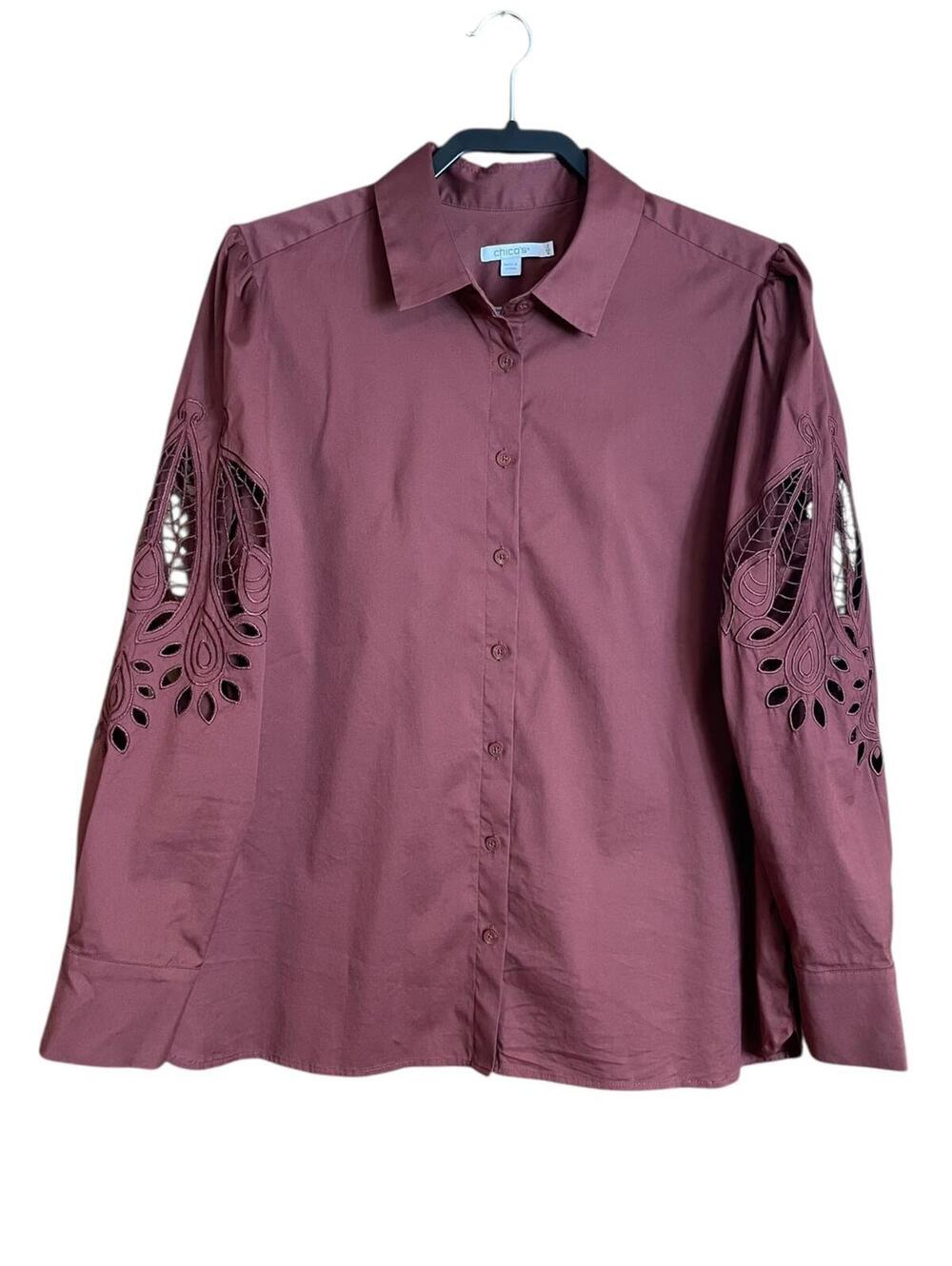 Chico’s cutwork long sleeve blouse 2 (size 12)